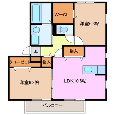 河原田駅 徒歩12分 1階の物件間取画像